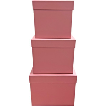 8" Square Flower Box - Set of 3 - Dusty Rose