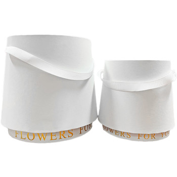 9" Footed Round Flower Box - Set of 2 - White