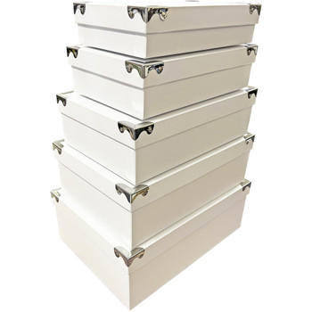 14.5" Nested Chest Square Boxes - Set of 5 - White