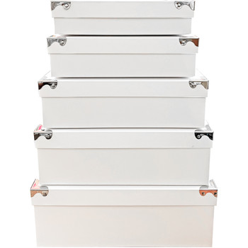 14.5" Nested Chest Square Boxes - Set of 5 - White
