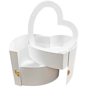 10.5" Gold Trimmed Double Level Heart - White