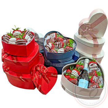 8" Heart Chocolate & Berry Box - Set of 3 - White
