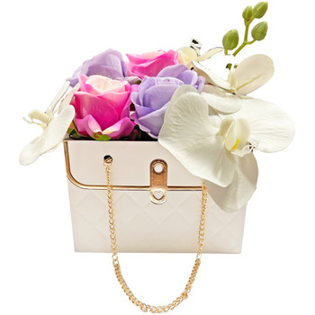 Gold Chain Mini Floral Purse - 4 Pack - White