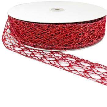 #9 Mesh Holiday Ribbon - 50 Yards - Red