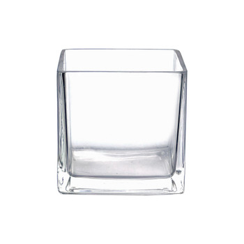 5" Clear Glass Cube Vase