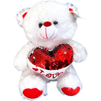 10" Sequin Heart Love Teddy Bear Plush