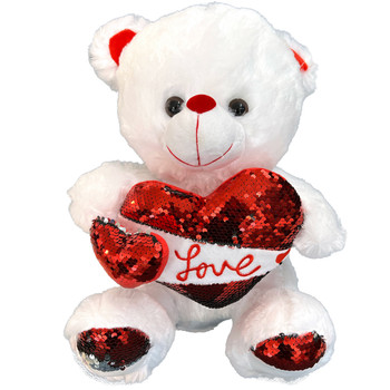 16" Sequin Heart Love Teddy Bear
