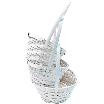 10” Bamboo Basket Set of 3 - White Wash