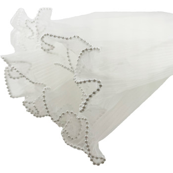 Pearl Edge Lace Bouquet Wrap - 12” x 4.5 Yards - White
