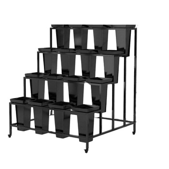 Flower Bucket Display Unit - Black & Black - 16 Buckets