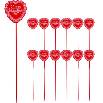 Happy VDay Floral Arrangement Picks - 12 Pieces