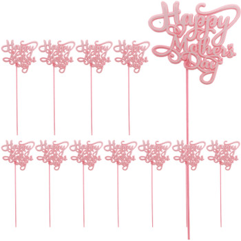 Happy Mother's Day Pink Floral Arrangement Picks - 12 Pieces