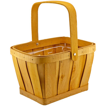 9" Natural Wood Basket with Handle & Liner