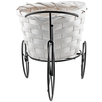 10" Whitewash Bicycle Basket Planter with Liner