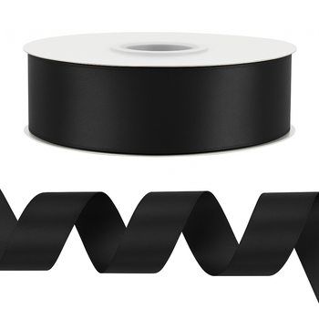 1.5" Single Face Satin Ribbon - Black - 50 Yards