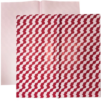 Red Waves Floral Wrapping Paper - 20 Sheets