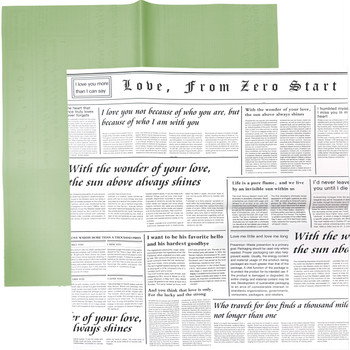 Newspaper Print Korean Floral Wrapping Paper - 20 Sheets - Lime