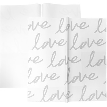 "Love" Floral Wrapping Paper - 20 Sheets - White