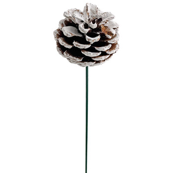Natural Pinecones with Pick - 20 Pieces - Frosted