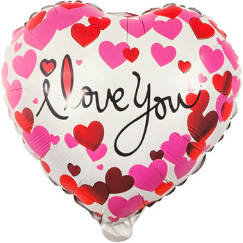 18" White I Love You Hearts Mylar Foil Balloon - 10 Pieces