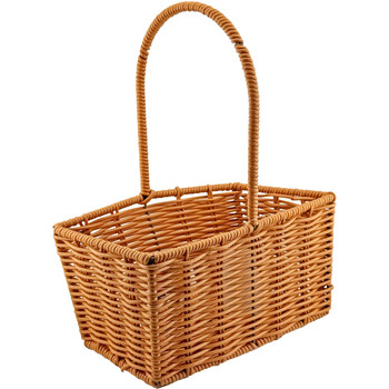 9" Decorative Woven Rectangular Basket with Handle