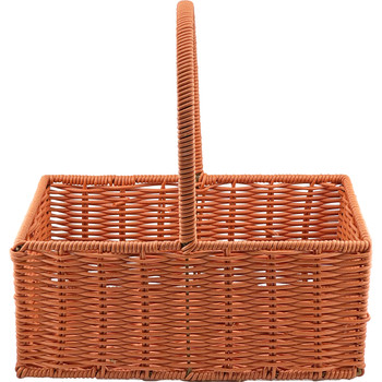 11" Decorative Woven Rectangular Basket with Handle