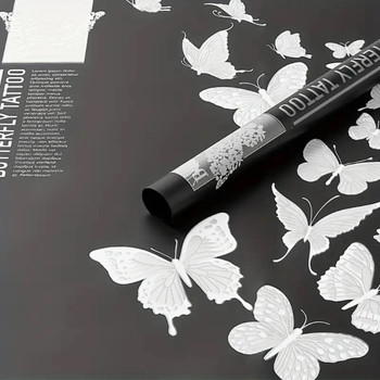 Translucent Butterflies Floral Wrapping Paper - 20 Sheets - Black