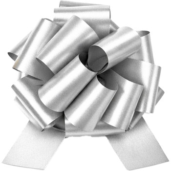 #40 16 Loop Metallic Pullbow - 50 Pieces - Silver