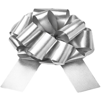 #9 20 Loop Metallic Pullbow - 50 Pieces - Silver