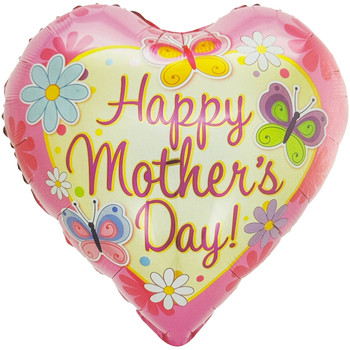 18" Happy Mother's Day Daisies Foil Balloon - 10 Pieces