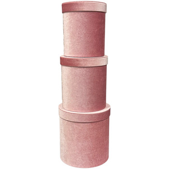 9.75" Luxe Velvet Floral Boxes - Set of 3 - Rose Gold