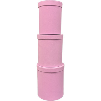 11"  Velvet Floral Boxes - Set of 3 - Pink