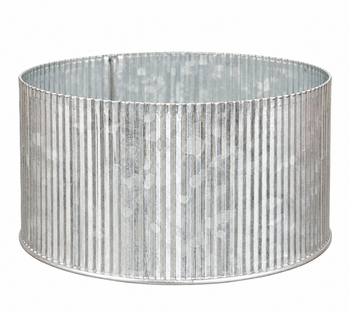 8" Galvanized Metal Round Floral Container with Hard Plastic Liner