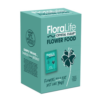 FloraLife® Crystal Clear® Flower Food 300 – 0.5L Sachets, 250-Pack Dispenser Box