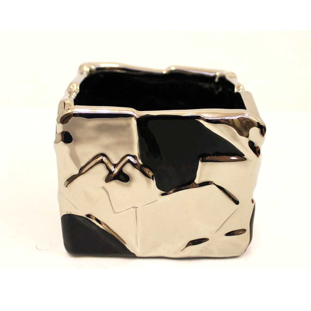 5" Black and Silver Ceramic Cube