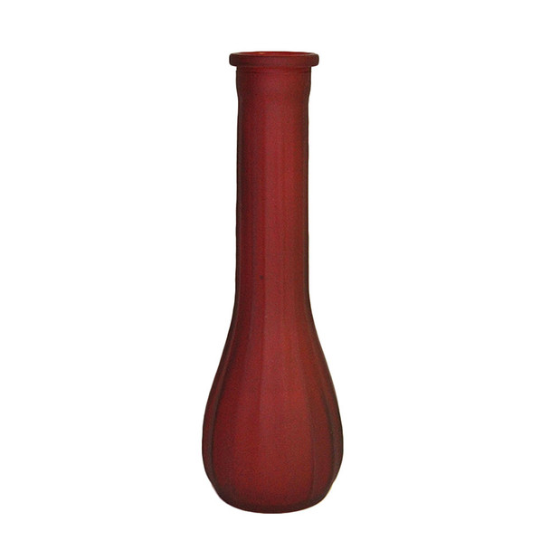 9"H Red Glass Swirl Bud Vase