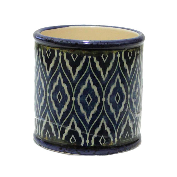 4" Blue Mosaic Ceramic Cylinder  V2
