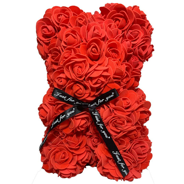 10" Red Rose Foamy Teddy Bear in Box