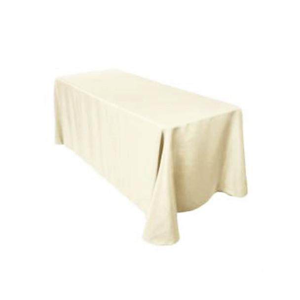 90" x 132" Ivory Rectangular Polyester Table Cover