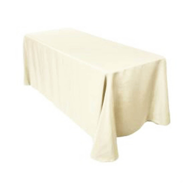 90" x 156" Ivory Rectangular Polyester Table Cover