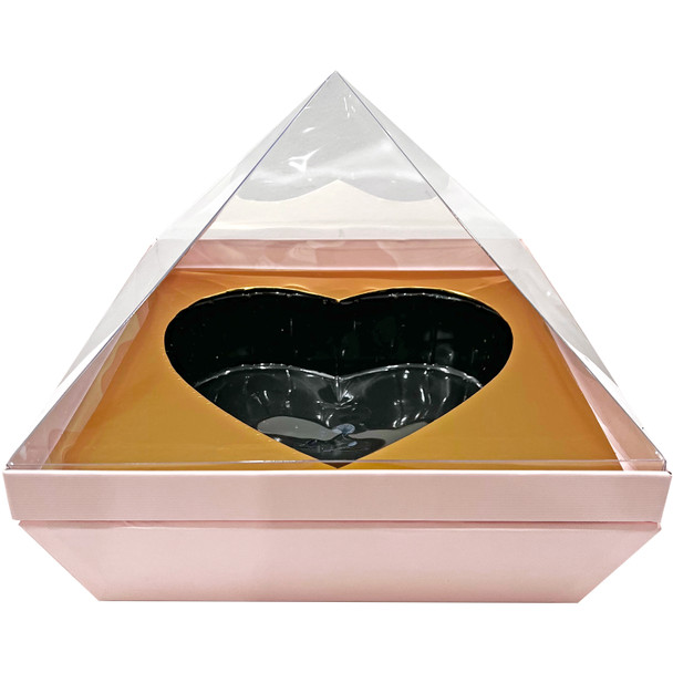 11" Pyramid Enclosed Heart  - Pink