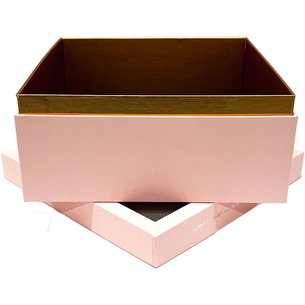 9.25" Acetate Lid Textured Square Floral Box - Pink