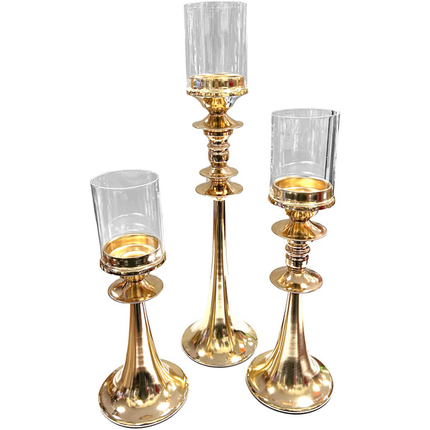 Metal Candle Holder Set of 3 - Gold