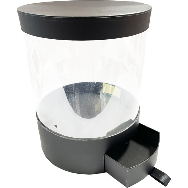 10.75" Clear Acetate Round Box with Drawer - Black