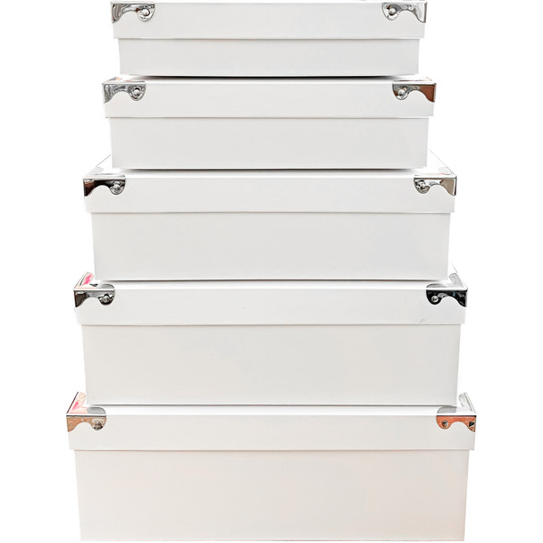 14.5" Nested Chest Square Boxes - Set of 5 - White