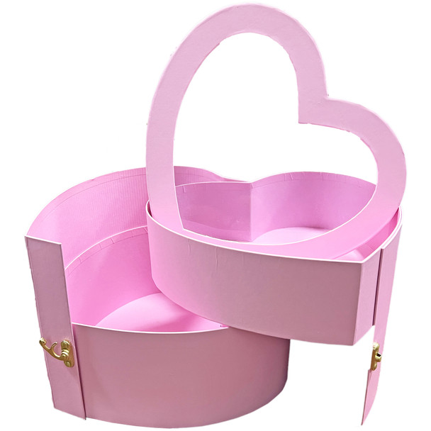 10.5" Gold Trimmed Double Level Heart - Pink