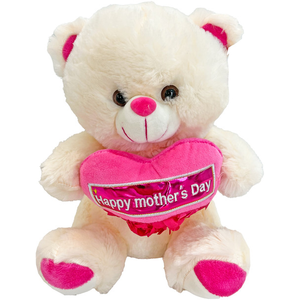 10" Happy Mother's Day Bear with Heart - Cream