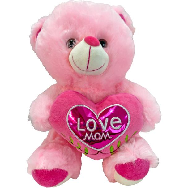 12" Love Mom Bear with Heart - Pink