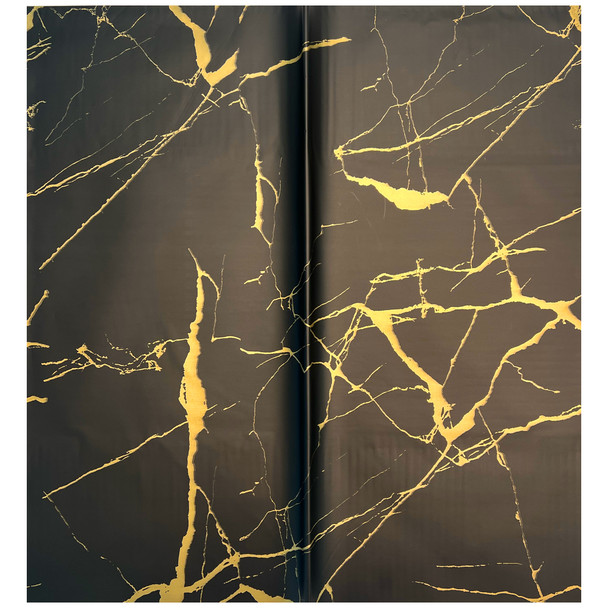 Gold Marbled Black Floral Wrapping Paper - 20 Sheets