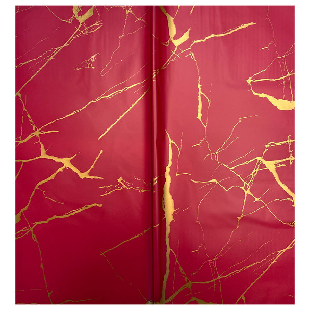 Gold Marbled Red Floral Wrapping Paper - 20 Sheets